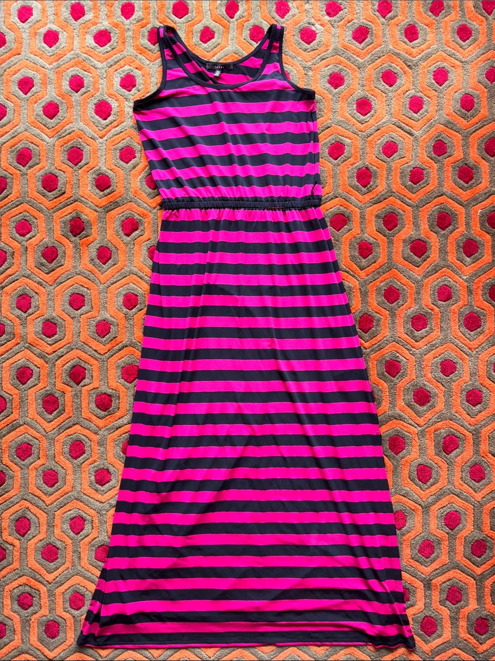 MAKE OFFER! Fever Hot Pink and Black Striped Maxi Dress Sz Small
